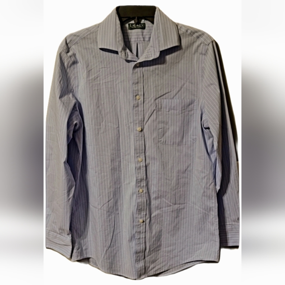 Lauren Ralph Lauren Blue Striped Button Dress Shirt Quiet Luxury Preppy